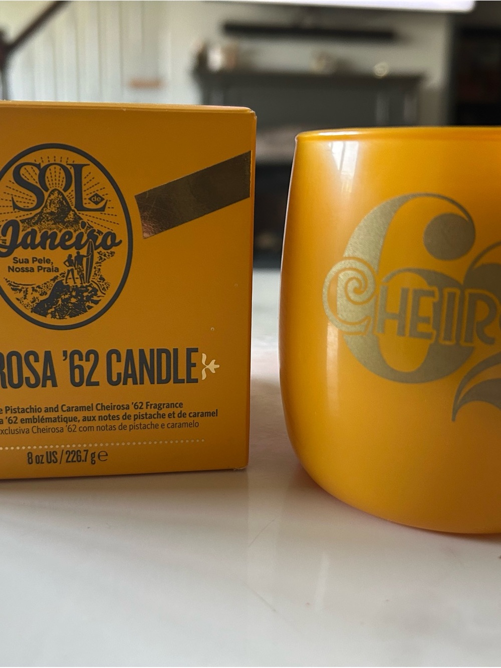 Sol de Janeiro Cheirosa '62 Pistachio & Caramel Candle - Orange Yellow Glass RAR